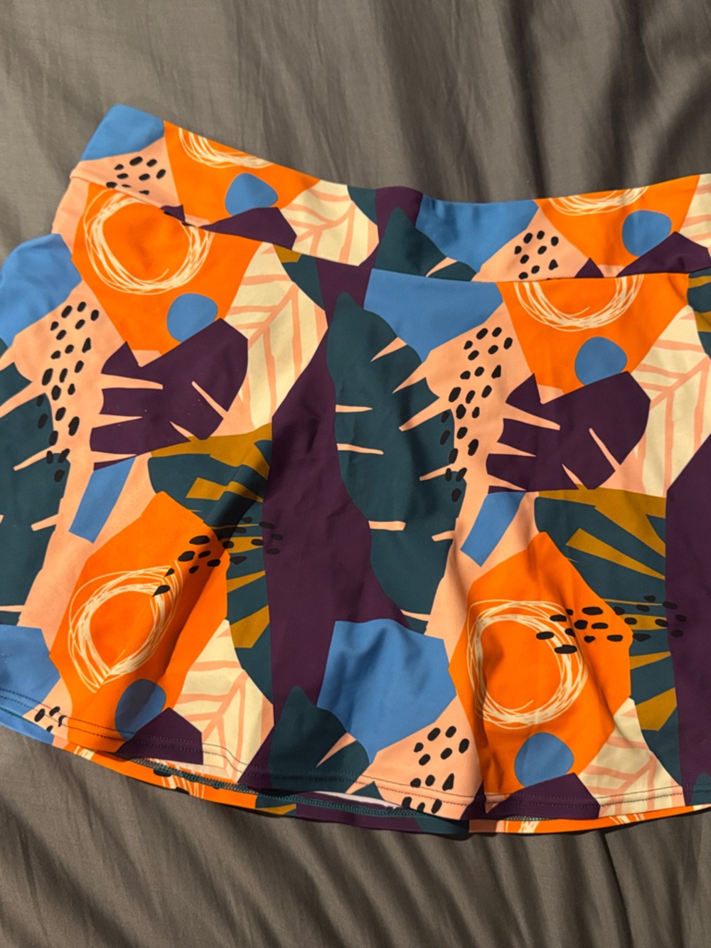 Latched Mama Orange, Blue, Purple Abstract Print Swim Skort Pairs | Maternity